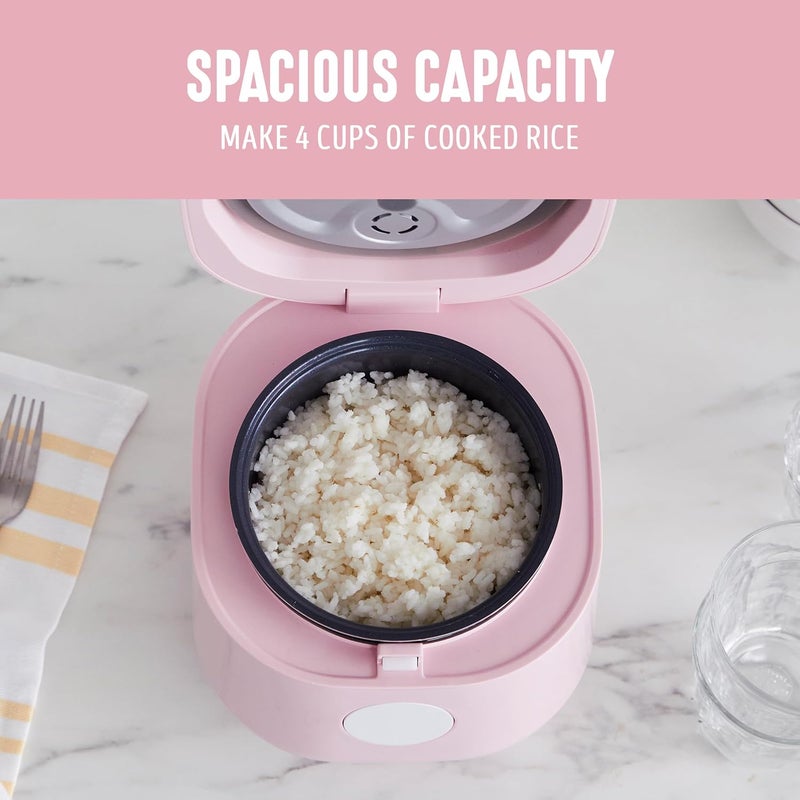 GreenLife Digital Rice Cooker, 2-Cups Uncooked/4-Cups Cooked, Removable Nonstick Ceramic PFAS-Free Pot, One-Touch Presets, Oats, Quinoa, Brown Rice, Auto Keep Warm, Fuzzy Logic Tech, 1.5QT, Pink - Image 5